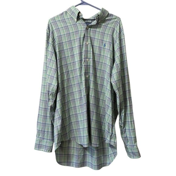 Ralph‎ Lauren Plaid Performance Shirt Size Large Button Down Men Shirt Cotton - Picture 1 of 12